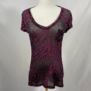 Licorice black and pink animal print sheer top size small y2k indie‎ sleaze